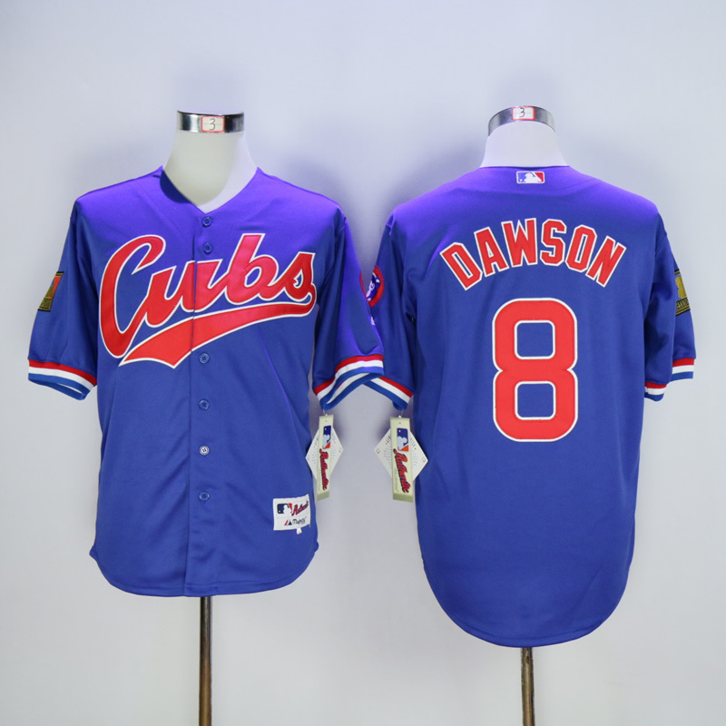 Men Chicago Cubs #8 Dawson Blue Throwback 1994 MLB Jerseys